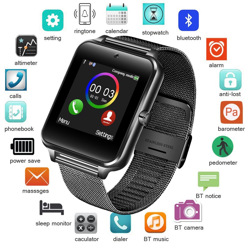 ANDROID Đồng hồ đeo tay Thông Minh Z60 Kết Nối Bluetooth Hỗ Trợ Thẻ Sim Tf