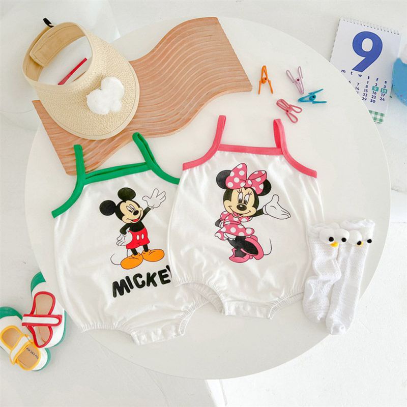 Bộ Áo Liền Quần Tam Giác Mềm Mại Thoáng Khí In Họa Tiết Hoạt Hình Dễ Thương Cho Trẻ Sơ Sinh