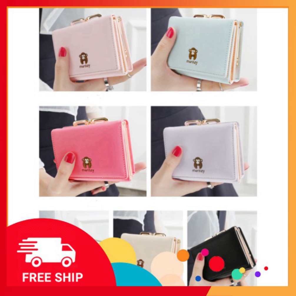 Ví Cầm Tay Nữ Mini Đẹp Hàng Hiệu Loại Mẫu Ngắn Bóp Da PU Cao Cấp Hình Chú K