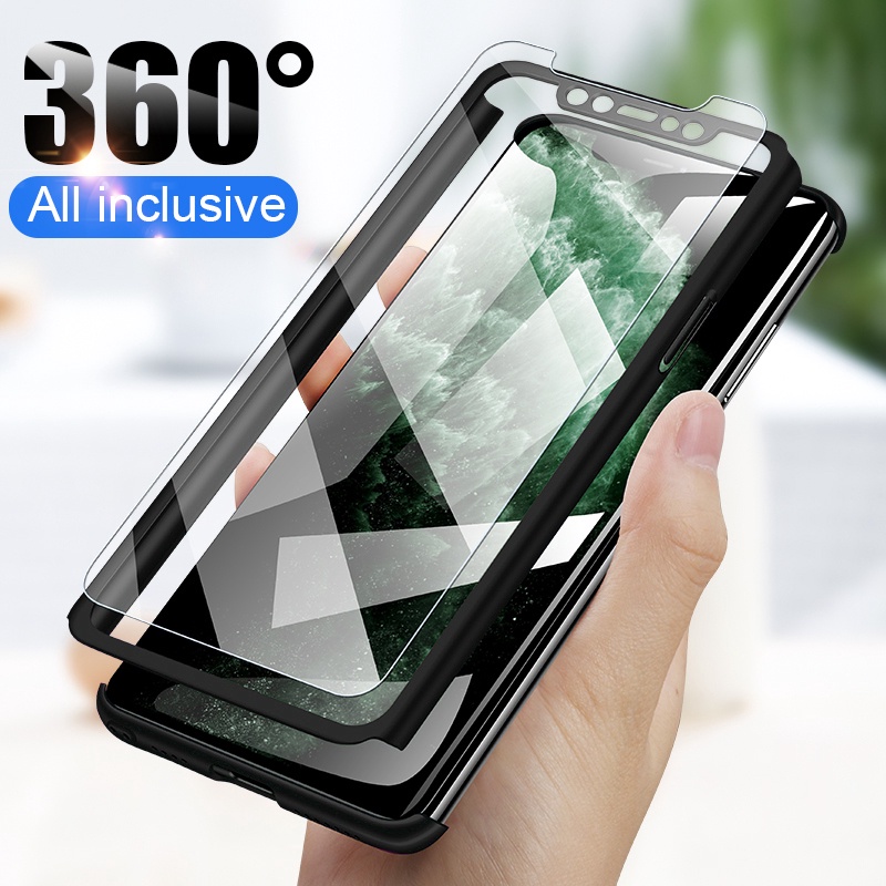Ốp Điện Thoại Kính Cường Lực Cứng Bảo Vệ Toàn Diện 360 Độ Cho IPhone 11 Pro MAX 6 6s 7 8 Plus 6sPlus XR X XS MAX