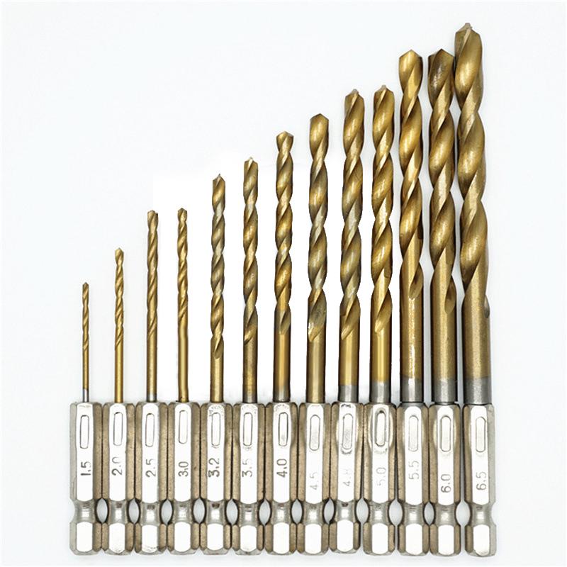 13 different sizes Hex Shank Hole Cutter Drill Bit Screwdriver titanium coated