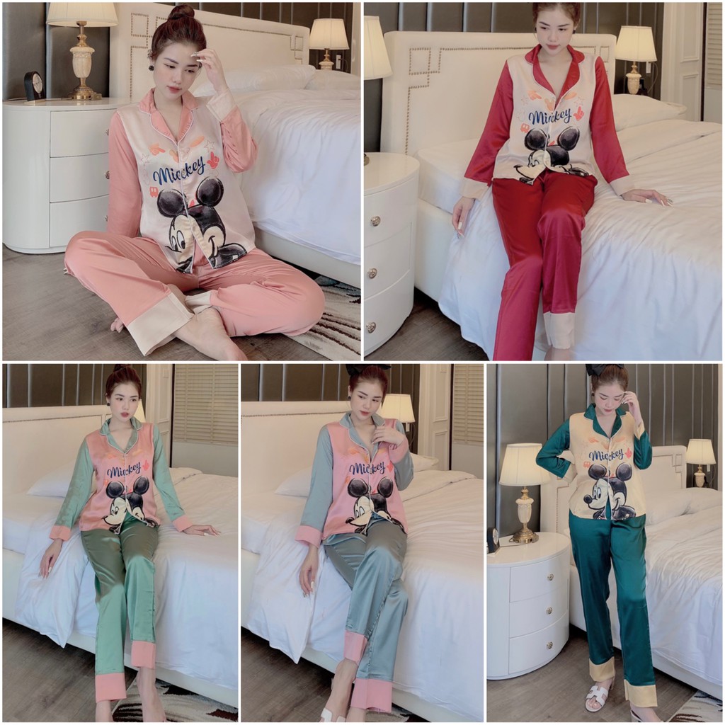 Đồ Bộ Pijama - Bộ Lụa Satin Tay Dài Siêu Hot [cao cấp - hàng chuẩn đẹp] | BigBuy360 - bigbuy360.vn