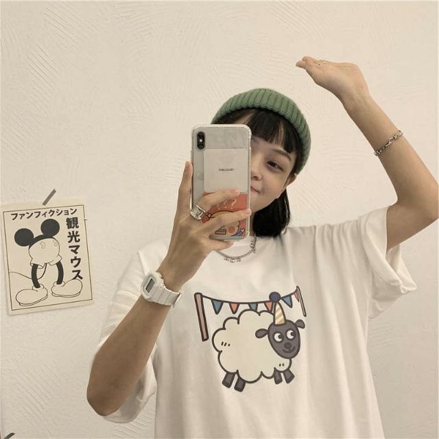 Áo thun tay lỡ Unisex cừu