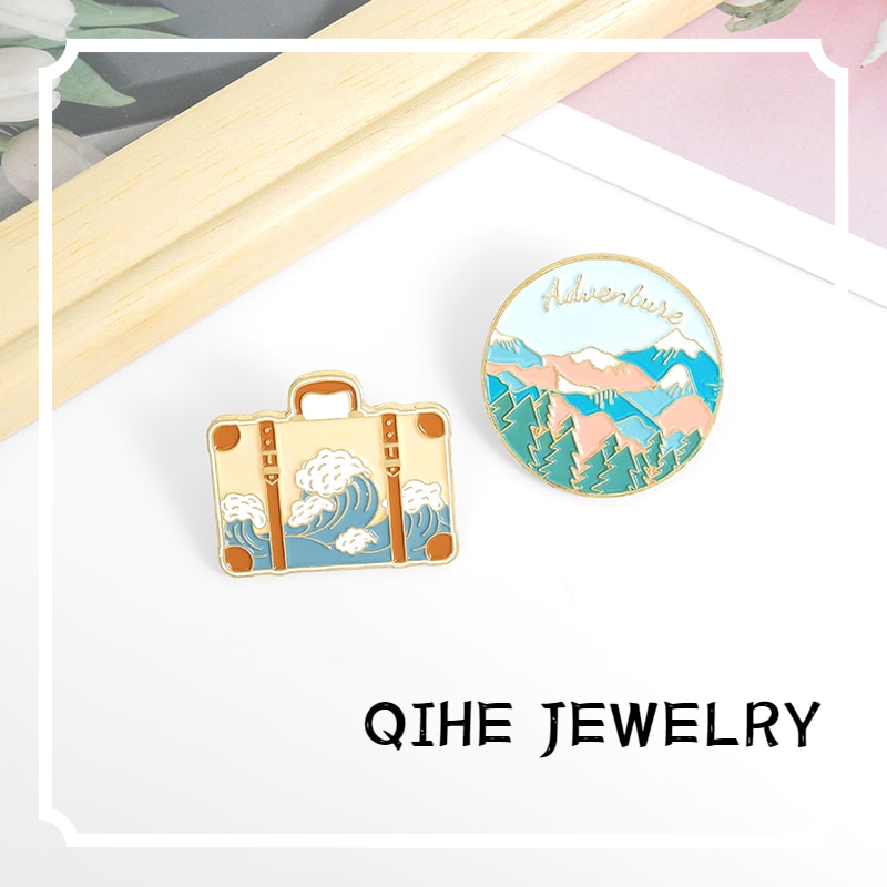 Ghim Cài Áo QIHE JEWELRY Hình Sóng Biển / Ngọn Núi Xinh Xắn