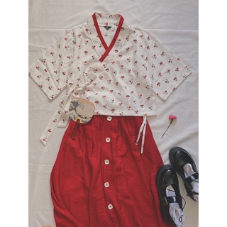 Áo Hanbok hoa trơn vintage