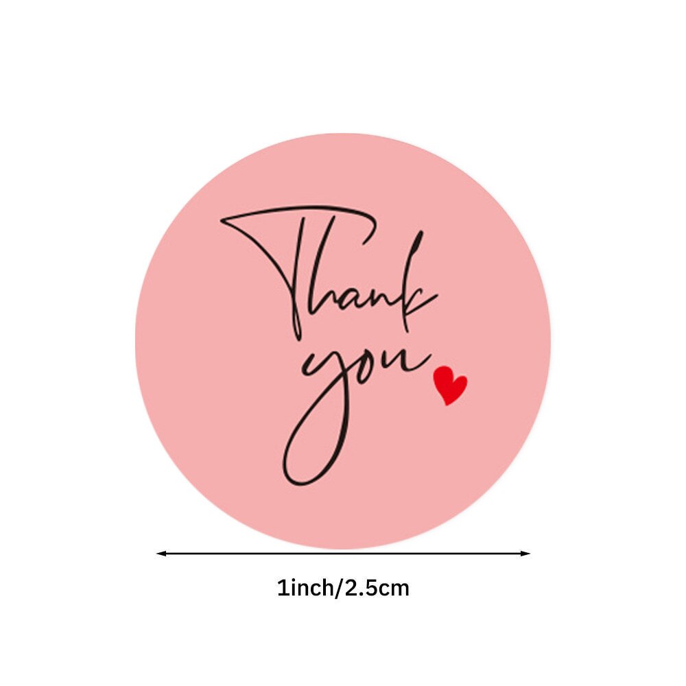500 Miếng sticker tròn chữ thank you dán niêm phong bìa thư xinh xắn
