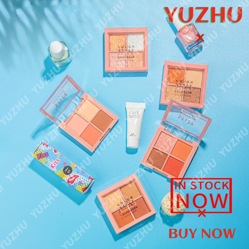 [Hàng mới về] Bảng phấn mắt YUZHU 4 màu trang điểm làm đẹp lâu trôi thời trang
