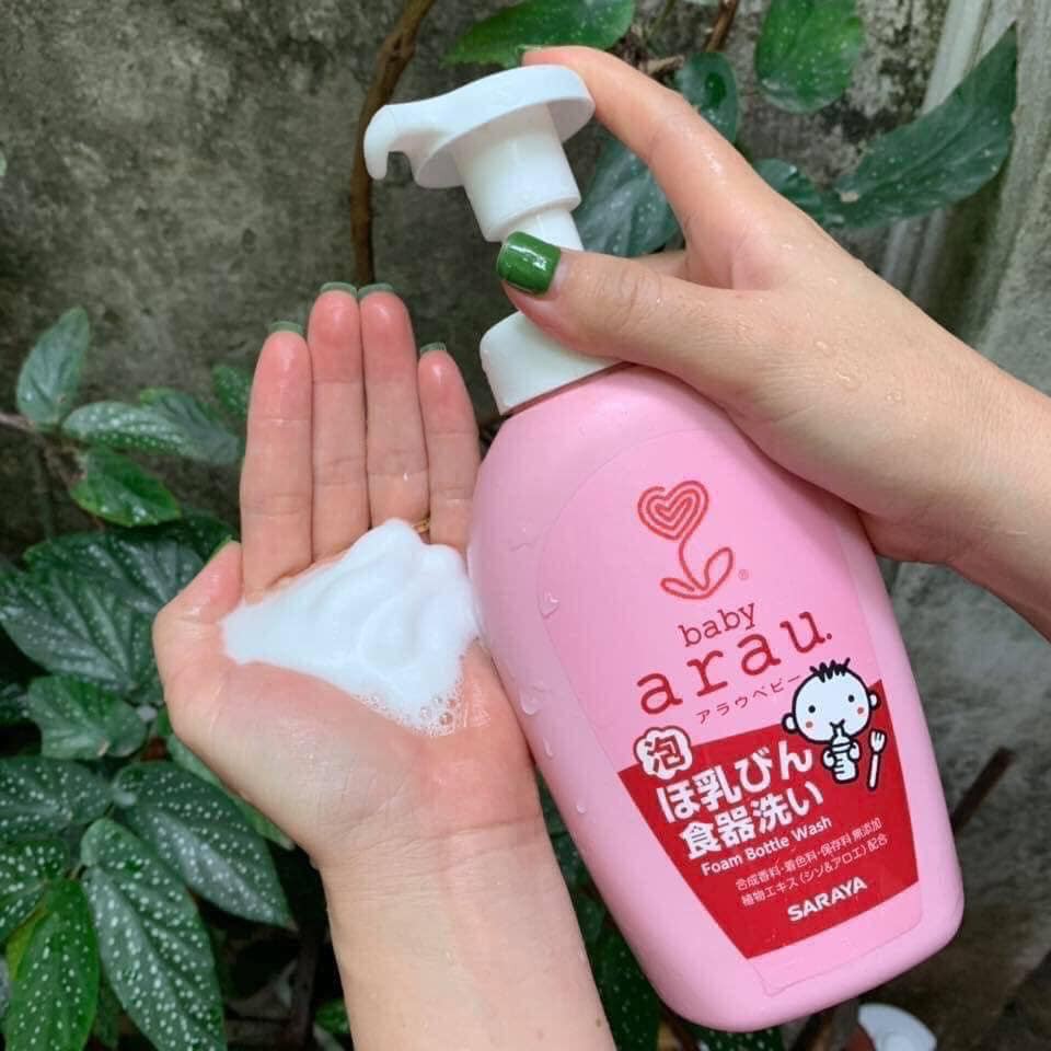 Nước rửa bình sữa Arau Baby Foam Bottle Wash SARAYA chai 500ml /túi 450ml