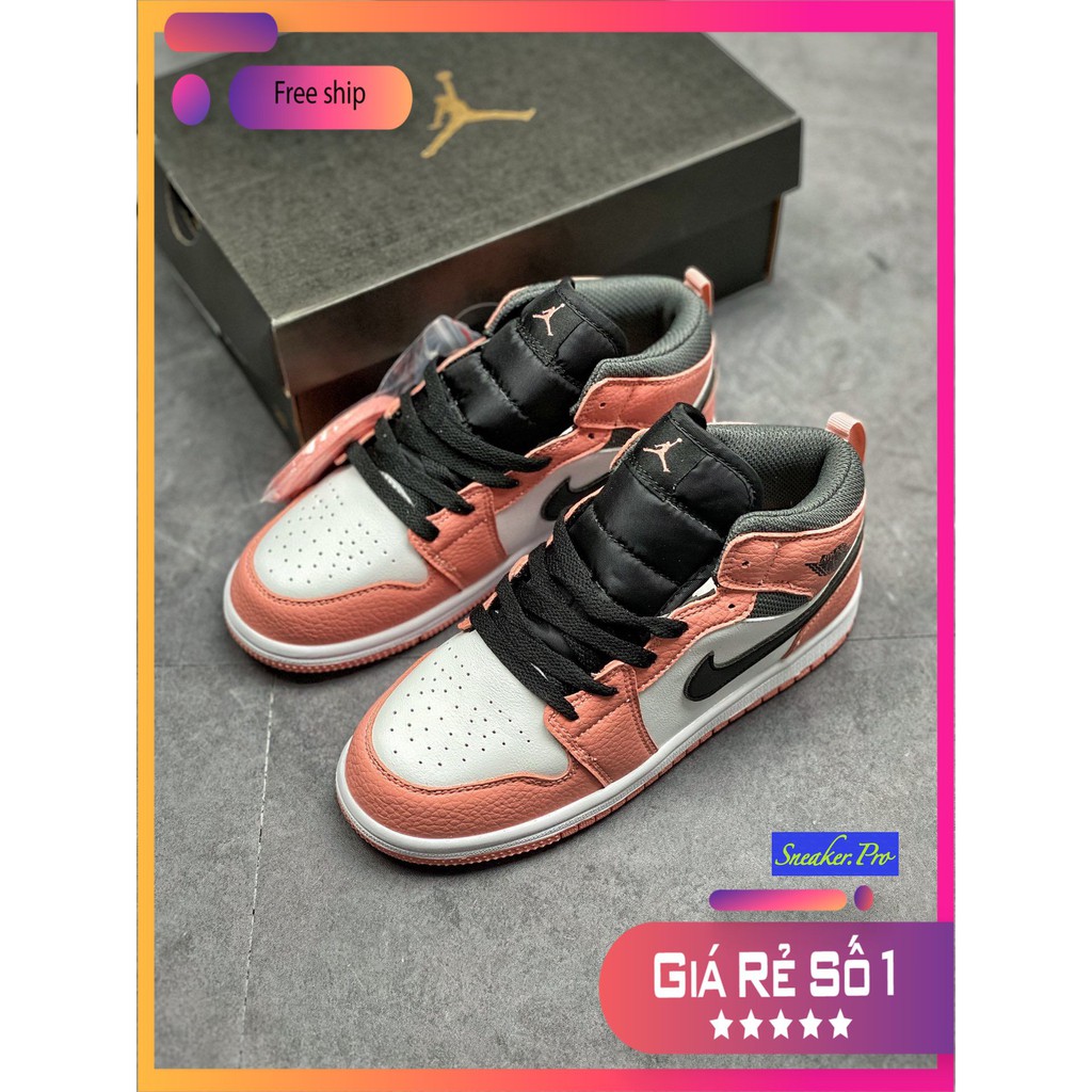 (FULL BOX + QUÀ TẶNG) Giày thể thao Air Jordan 1 Mid Pink Quartz (GS) cổ cao siêu phong cách dành cho nam và nữ | BigBuy360 - bigbuy360.vn