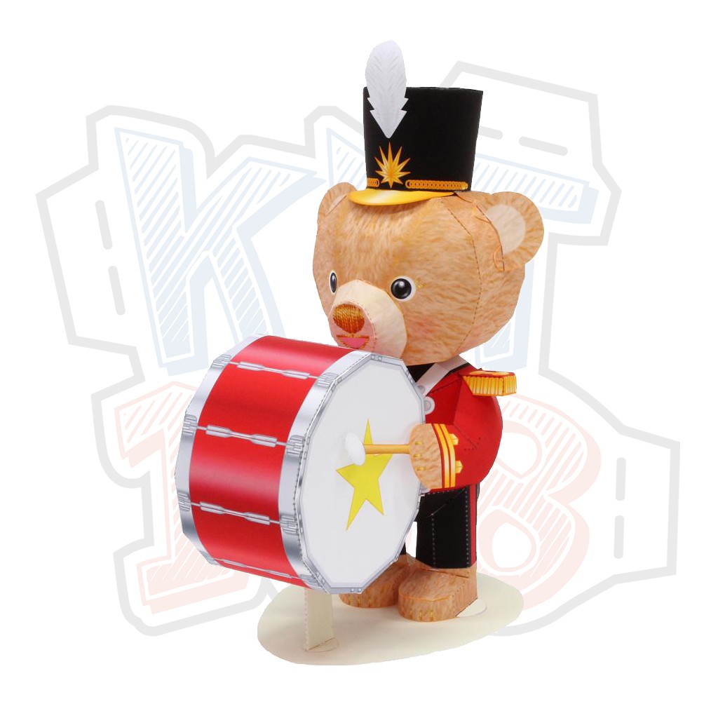 Mô hình giấy đồ chơi Gấu cute Mini Teddy Bear (Bass Drum)