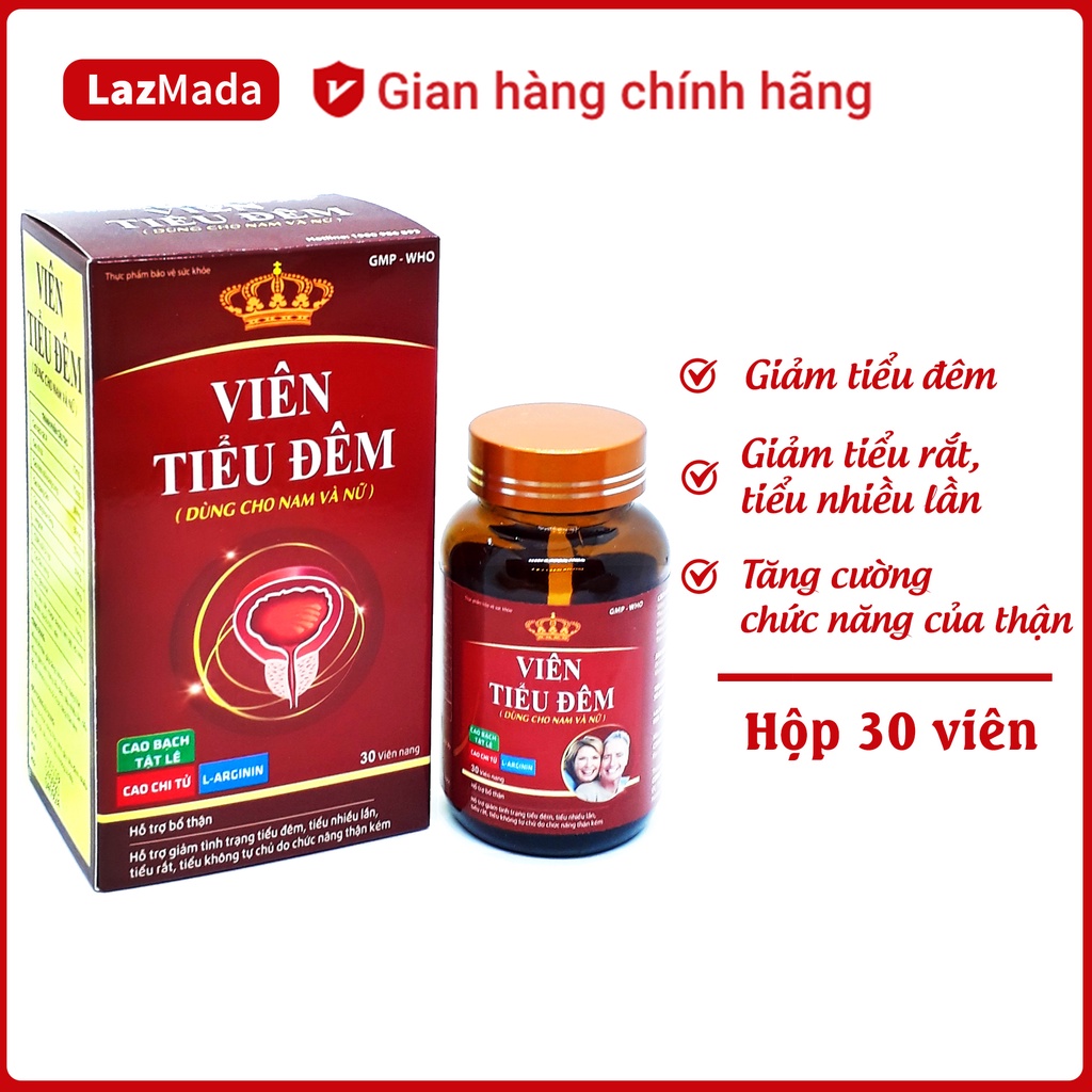 Viên Tiểu Đêm - Giảm tiểu đêm, tiểu buốt, tiểu rắt, tiệu không tự chủ, bổ thận - Hộp 30 viên