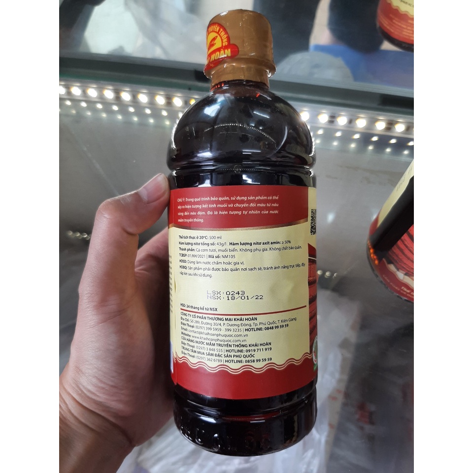 Nước Mắm Phú Quốc Khải Hoàn Chai Nhựa 500ml 43 hoặc 30 độ đạm