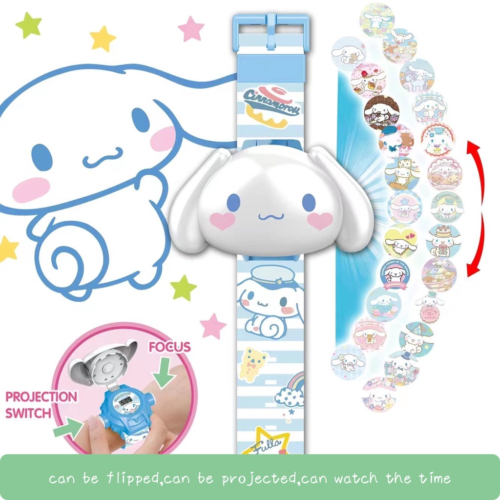 Đồng Hồ Điện Tử Chiếu Hình Kuromi Melody Cinnamoroll Hellokitty Đáng Yêu