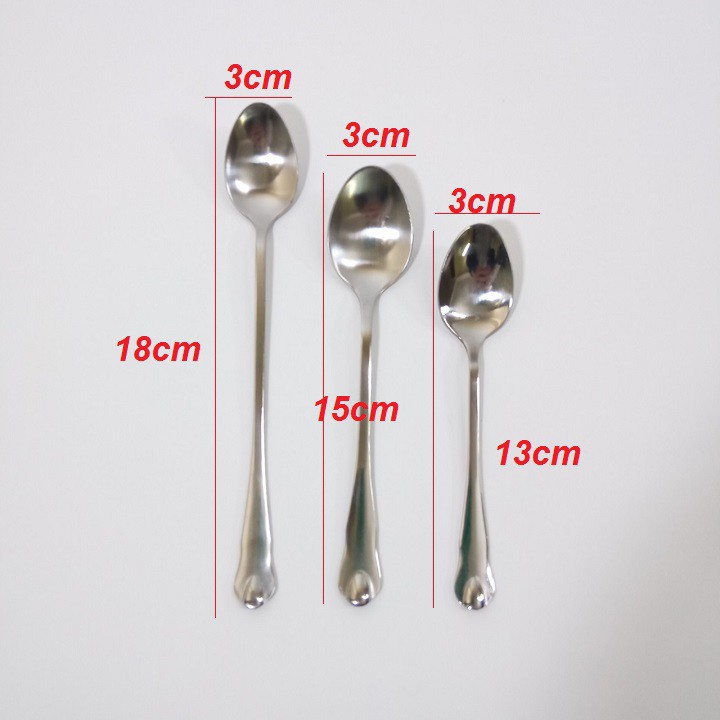 Thìa inox cán dài / thìa cafe ăn dặm sáng bóng bền đẹp