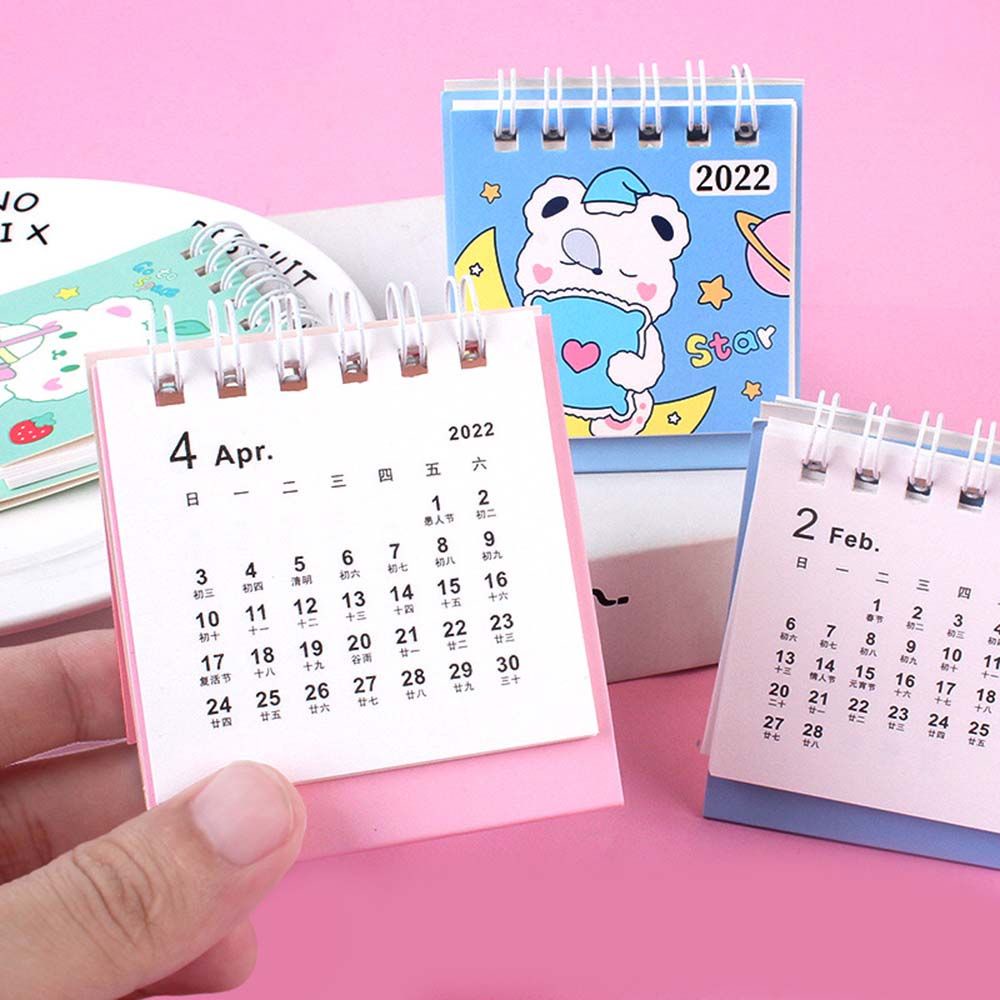 Lịch để bàn năm mới 2022 mini họa tiết hoạt hình dễ thương nhiều màu sắc