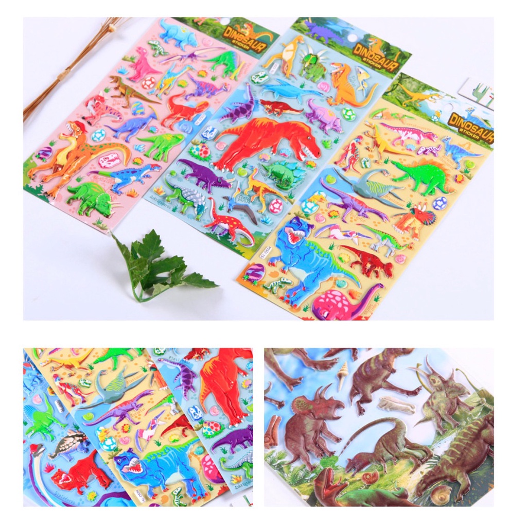 50 MẪU Sticker KHỦNG LONG HOẠT HÌNH VÀ REAL đồ chơi cho bé hình dán 3D phát triển trí tuệ