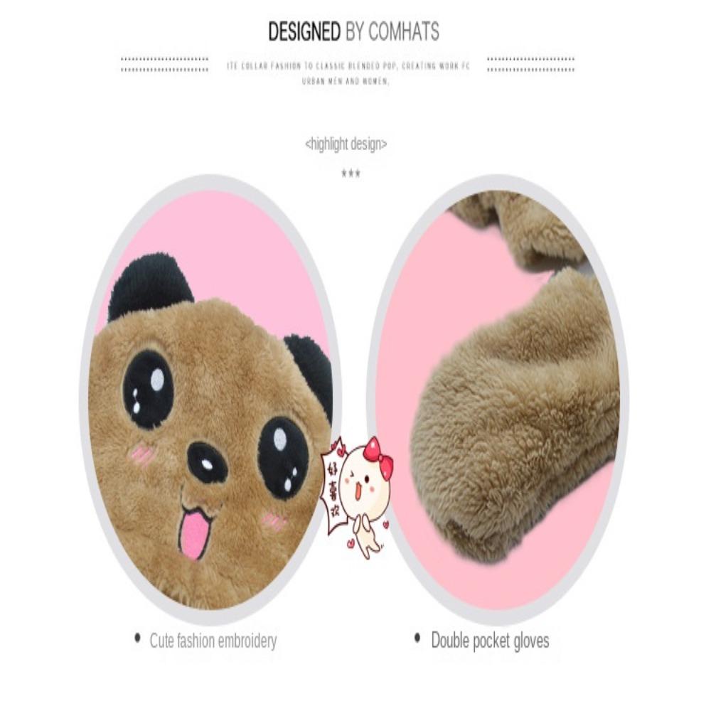 Bộ Khăn Choàng / Nón / Găng Tay Hình Gấu Trúc Dày Dặn Chống Gió Tiện Dụng