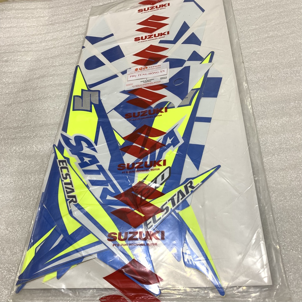 Bộ tem xanh GP 2019 Satria Fi, Raider Fi nhập khẩu chính hãng Suzuki Indonesia - PT HỒNG ÂN