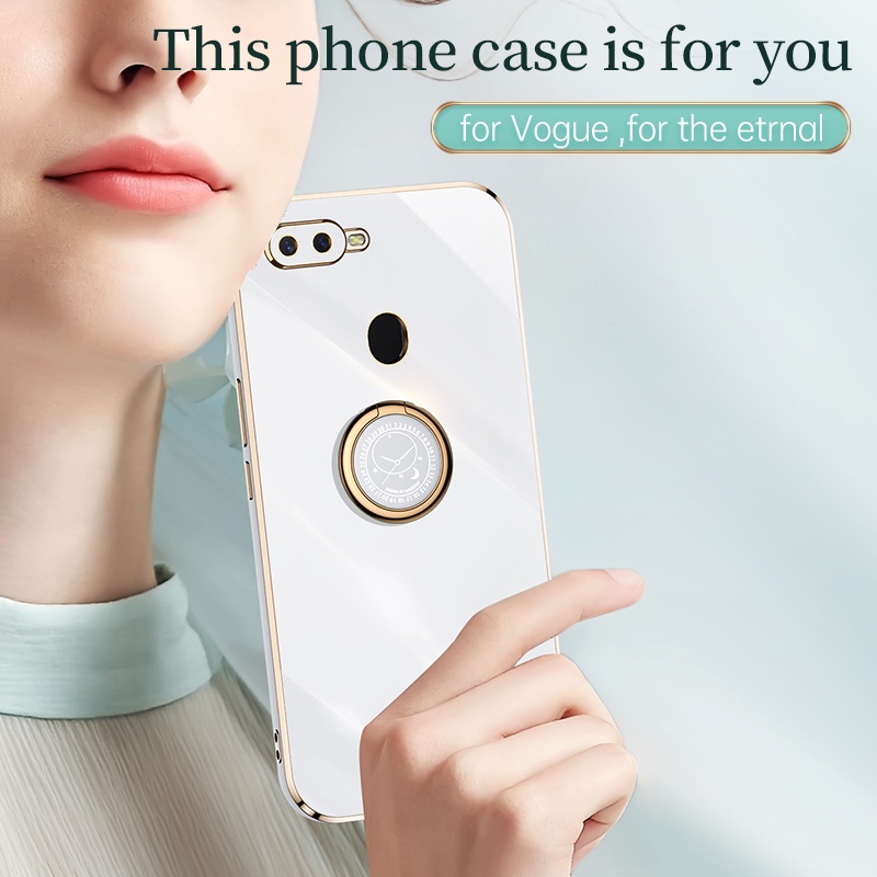 Ốp điện thoại viền thẳng có giá đỡ tiện dụng cho Oppo a5s a7 a12 f9 pro a7x