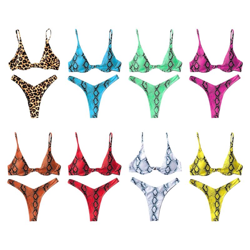 Set bikini hai mảnh họa tiết da rắn quyến rũ cho nữ
