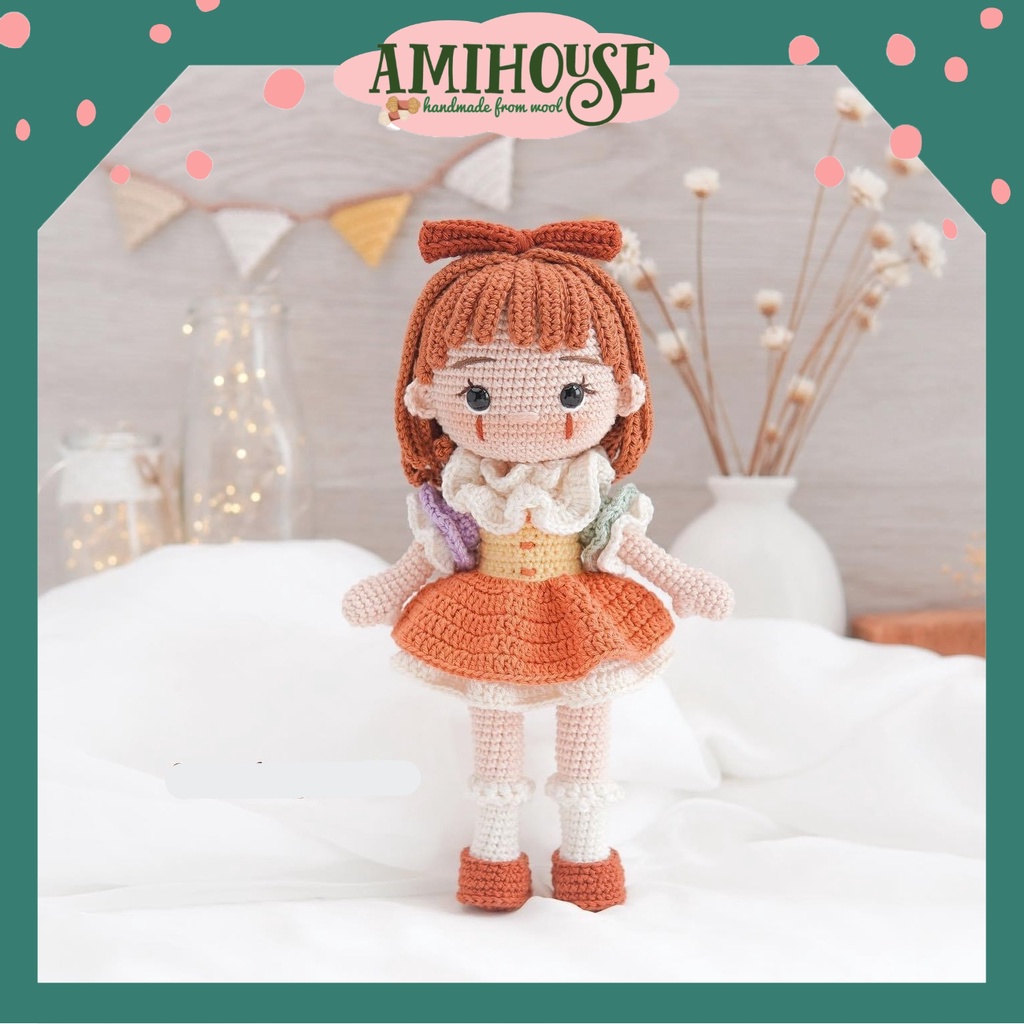 Búp bê Penny bằng len móc handmade cho bé, 100% sợi cotton bền đẹp - Ami House