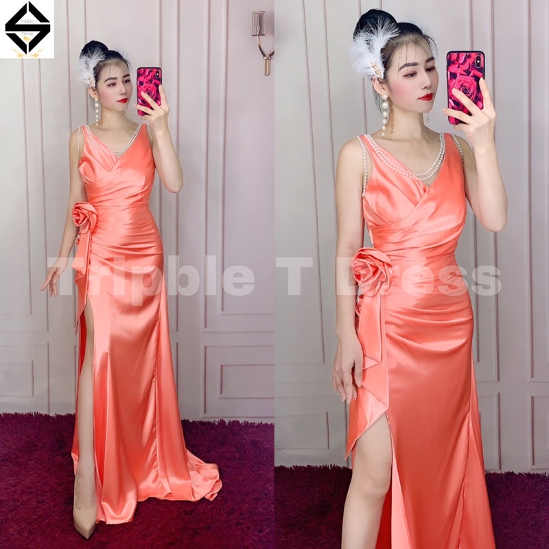 Đầm maxi body dạ hội xẻ đùi TRIPBLE T DRESS -size M/L (kèm ảnh/video thật) MS20Y