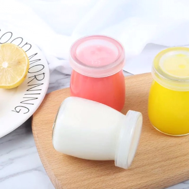 Hũ Thủy Tinh Làm Sữa Chua Caramen 100ml Kèm Nắp Loại Đẹp Dày Dặn
