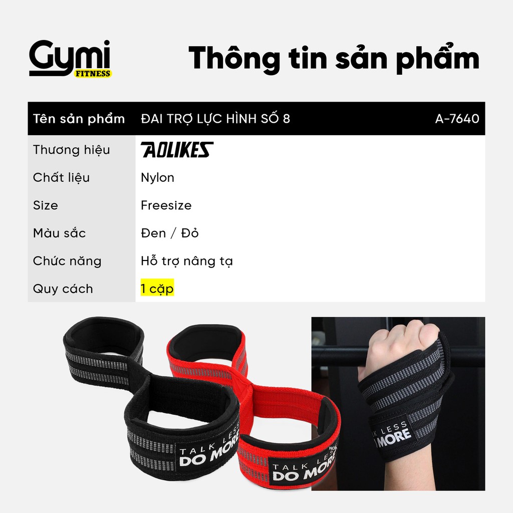 [1 Đôi] Đai Trợ Lực Hình Số 8 Aolikes A-7640 [Bản Cao Cấp] | Dây Kéo Lưng Hỗ Trợ Nâng Tạ Chống Trượt Chính Hãng