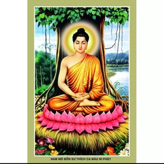 Tranh dán tường kim sa Phật Thích Ca 65 x 100 cm