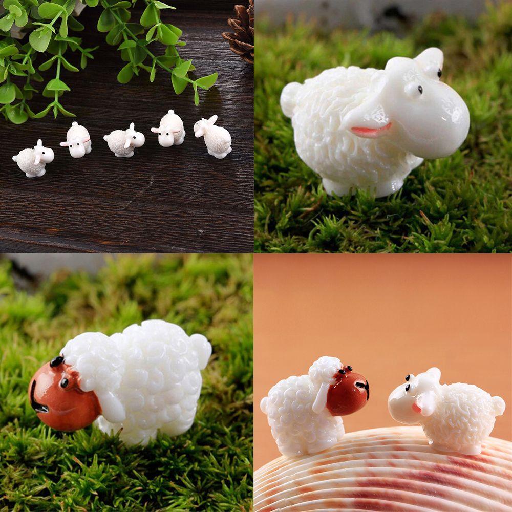 Set 5 Mô Hình Chú Cừu Hoạt Hình Bằng Nhựa Resin Nhiều Màu Đáng Yêu Trang Trí Sân Vườn