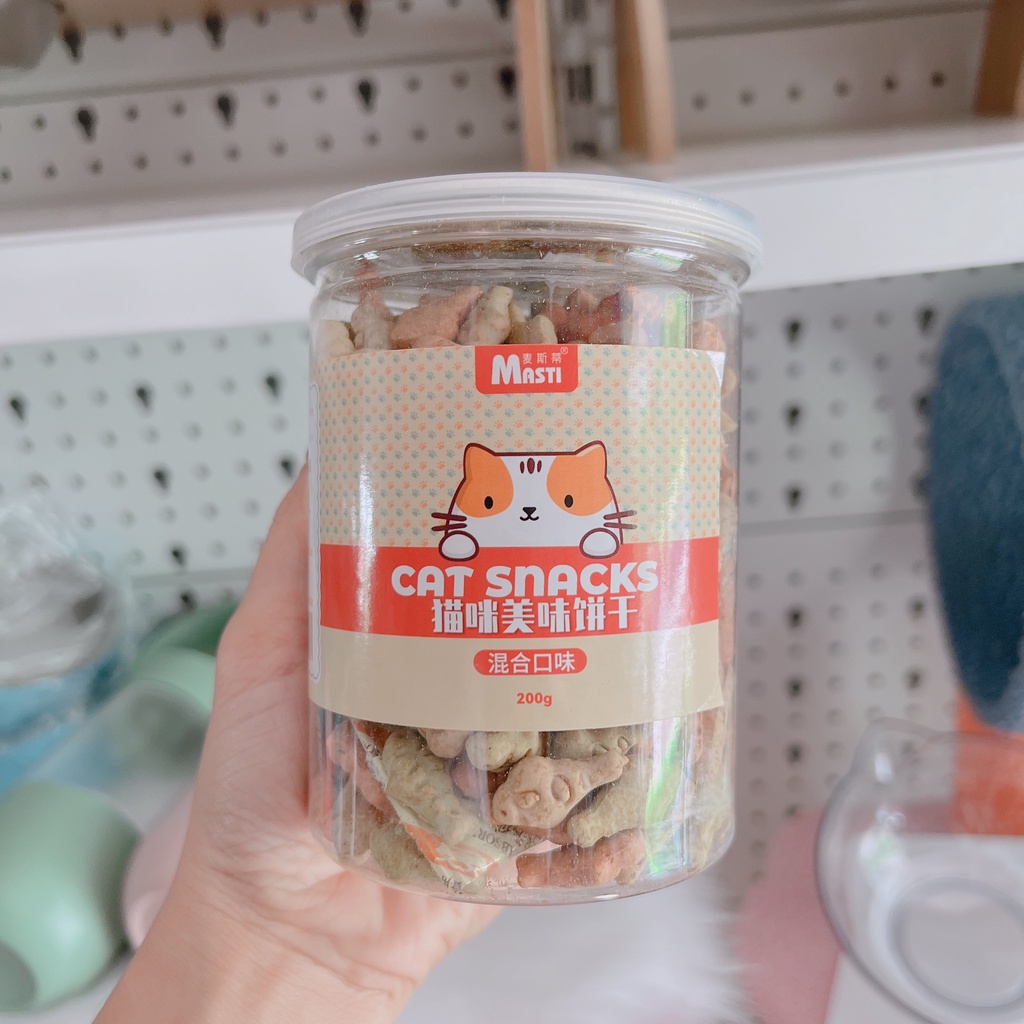 Bánh Thưởng MASTI Cho Mèo Gói Lẻ 50g/ Hộp 200g - Bánh Quy Cá Cho Mèo
