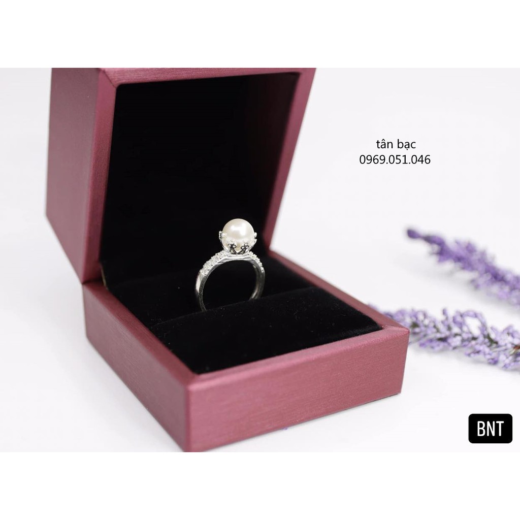 nhẫn bạc nữ , đính hạt ngọc trai nhân tạo sang chảnh , sự kết hợp giữa tự nhiên và kim loại