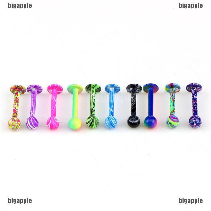 Set 10 khuyên môi nhiều màu độc đáo cá tính