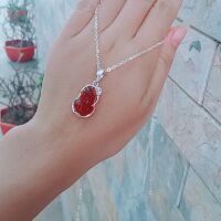 Dây chuyền tỳ hưu đá bọc bạc.
