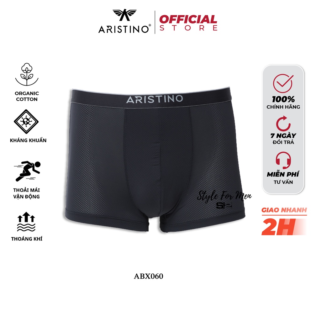 Quần Lót/Sịp Đùi Nam ARISTINO Cotton Cao Cấp ABX060 Dáng Boxer Lỗ Khí Thông Hơi Kháng Khuẩn Khử Mùi Vải Mềm Mịn Mát