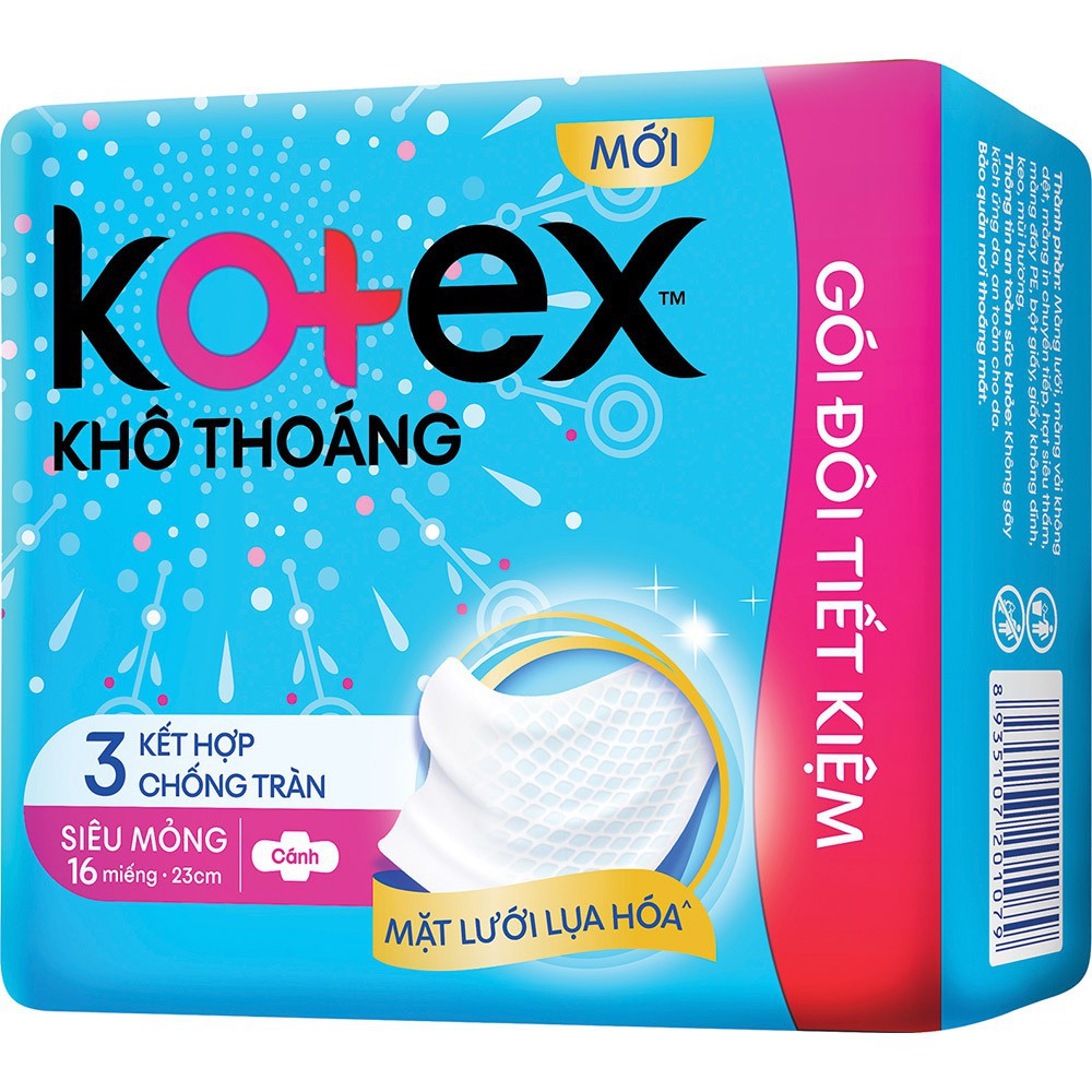 Băng vệ sinh Kotex Khô Thoáng siêu mỏng cánh 23cm - gói 8 miếng