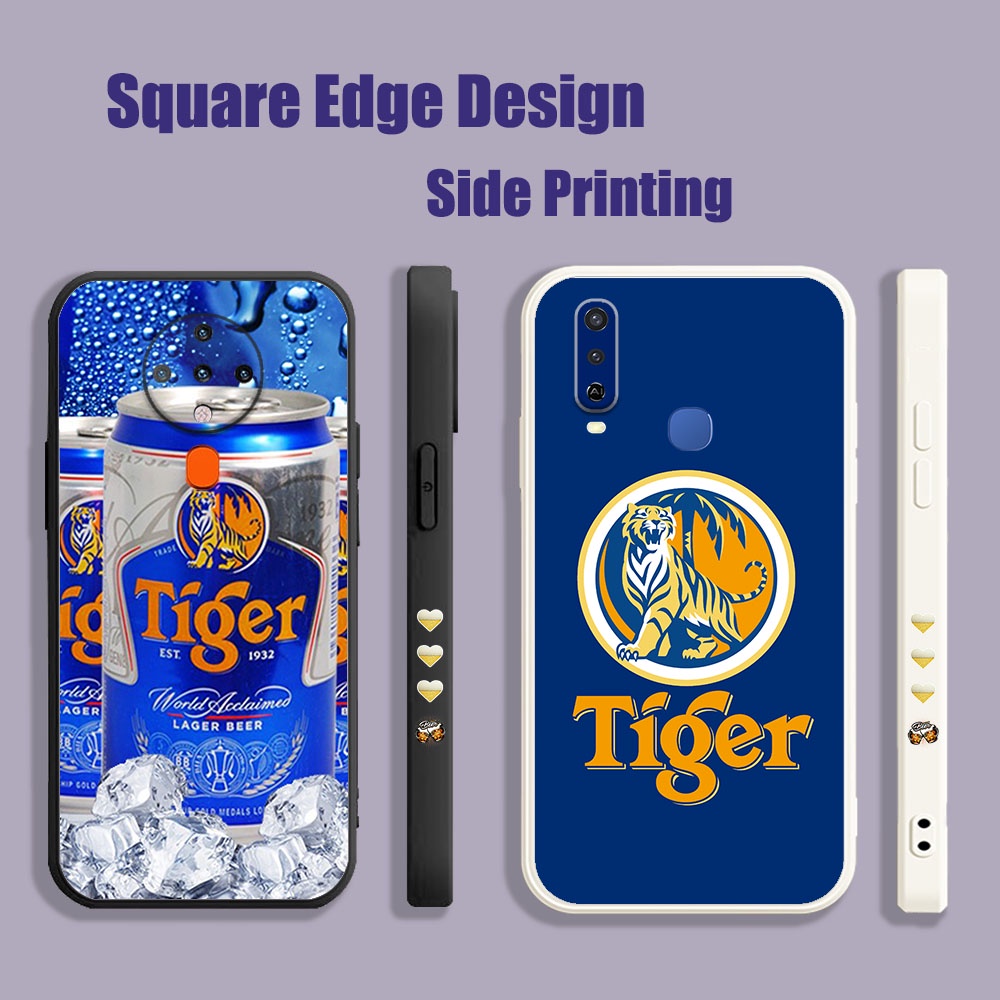 Ốp Điện Thoại Viền Vuông In Hình Lon Bia Tiger Hổ Cho iPhone X XS MAX XR 13 Pro 7 8 Plus LJD16 Edge