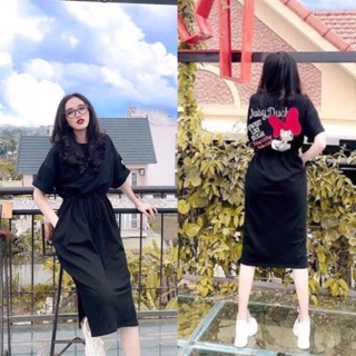 Váy vịt thắt eo dáng dài form rộng chất cotton