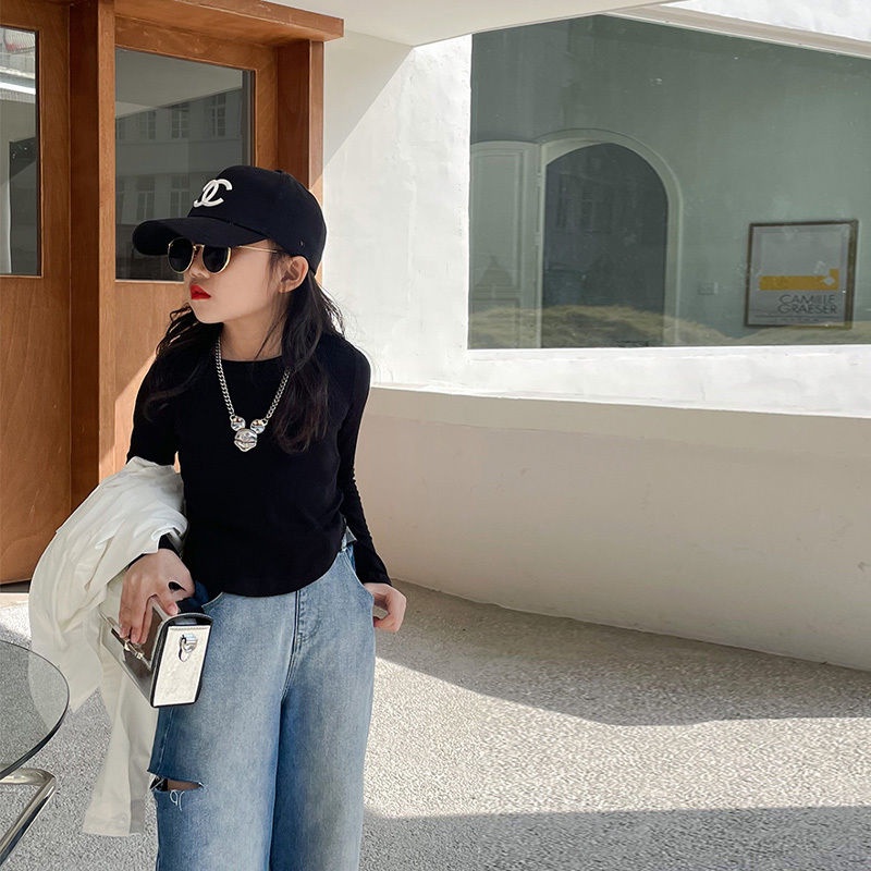 Áo Thun Tay Dài Dáng Ôm Thời Trang Mùa Thu 2022 Mới Cho Bé Gái