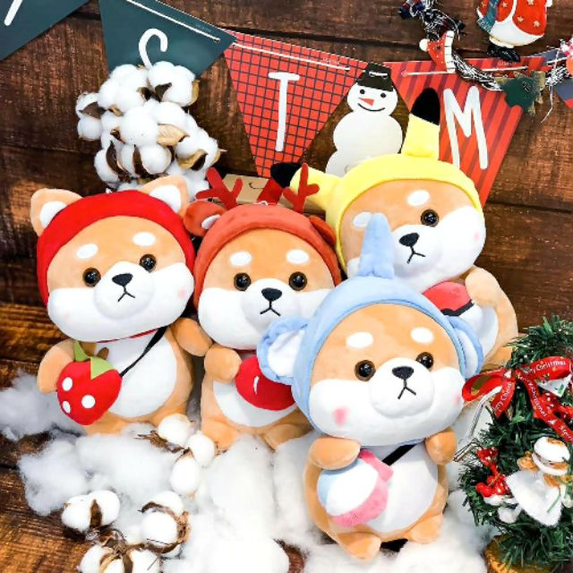 Gấu bông gối ôm chú chó Shiba Cosplay đáng yêu nghộ nghĩnh