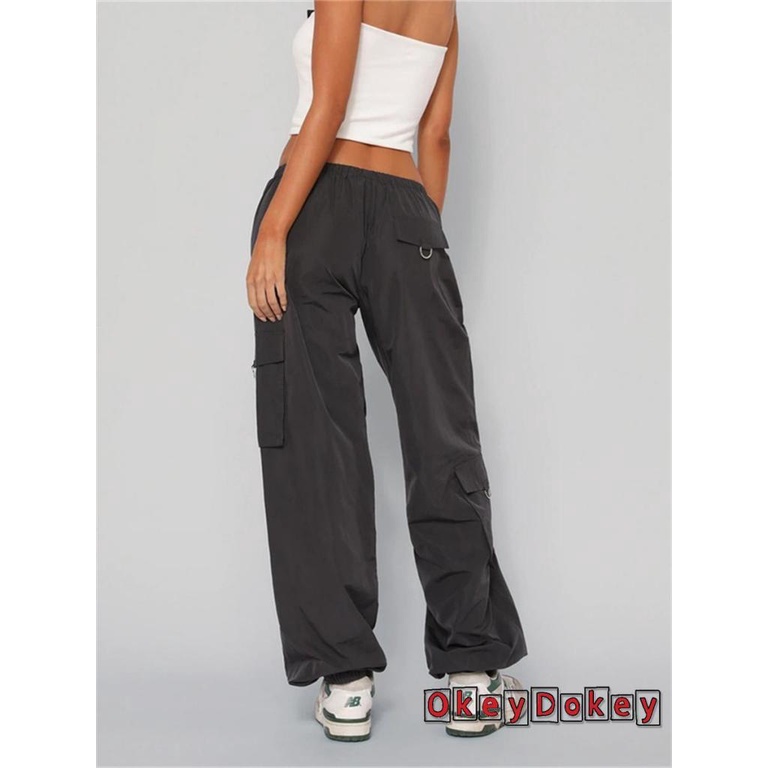 Quần Dài Ống Rộng Lưng Thun Dây Rút Màu Trơn Dành Cho Nữ