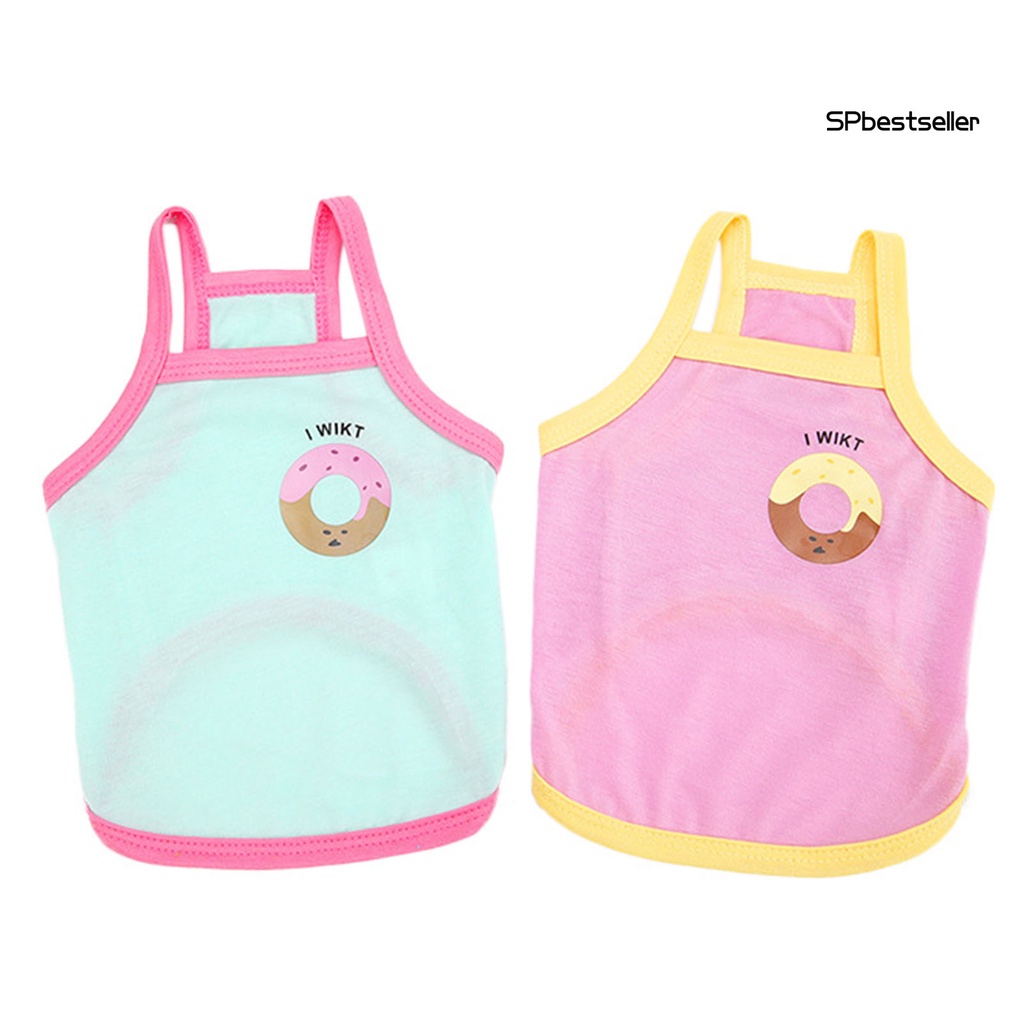 Áo sát nách thoáng khí in hình bánh donut dễ thương thời trang mùa hè cho cún cưng