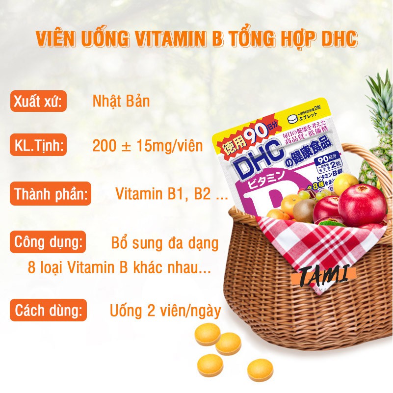 Viên uống Vitamin B tổng hợp DHC Nhật Bản bổ sung 8 loại vitamin B thực phẩm chức năng gói 30 ngày TM-DHC-MIX30