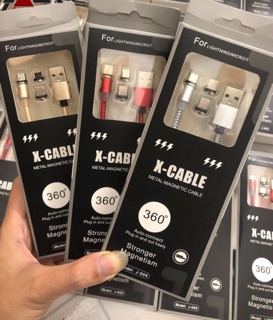 Bộ Cáp Sạc Nam Châm 3 Đầu 1m + iphone/typeC/micro ( bao gồm cả bộ:dây cáp và 3 đầu )