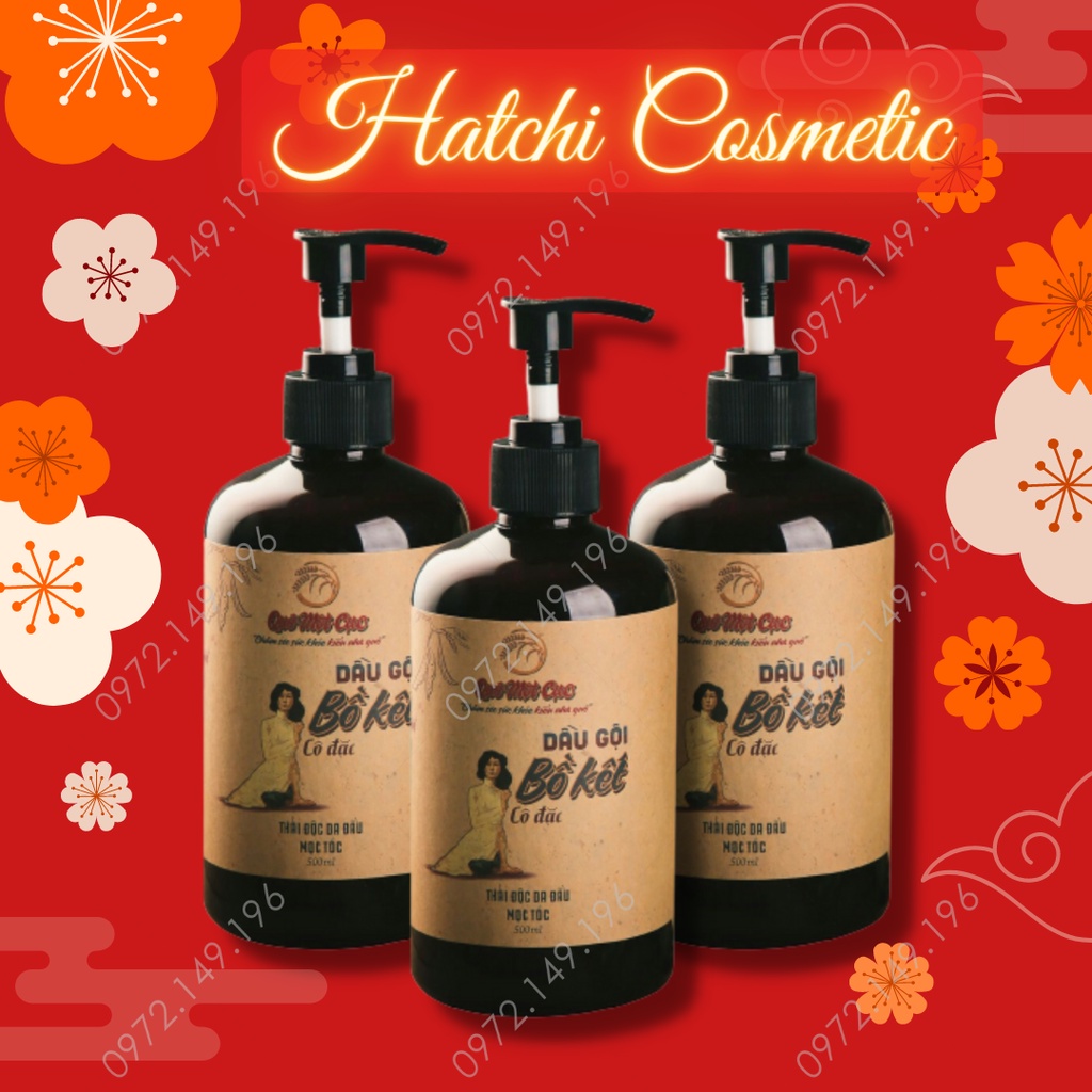 Dầu Gội Đầu Bồ Kết Cô Đặc Sạch Gàu Ngứa QUÊ MỘT CỤC 500ml | Dầu Gội Thảo Dược Ngăn Rụng Tóc Giúp Mọc Tóc