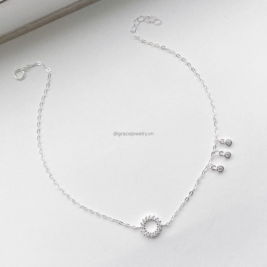 Lắc chân tròn đá rơi Solar Grace Jewelry