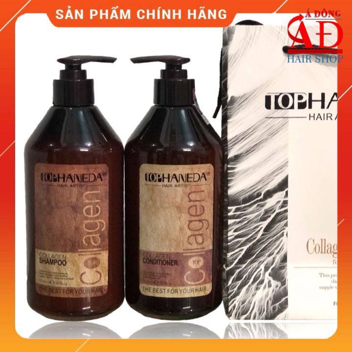 Cặp dầu gội xả phục hồi siêu mượt tóc Top Haneda Collagen Shampoo &amp; Conditioner 500ml - Chính hãng