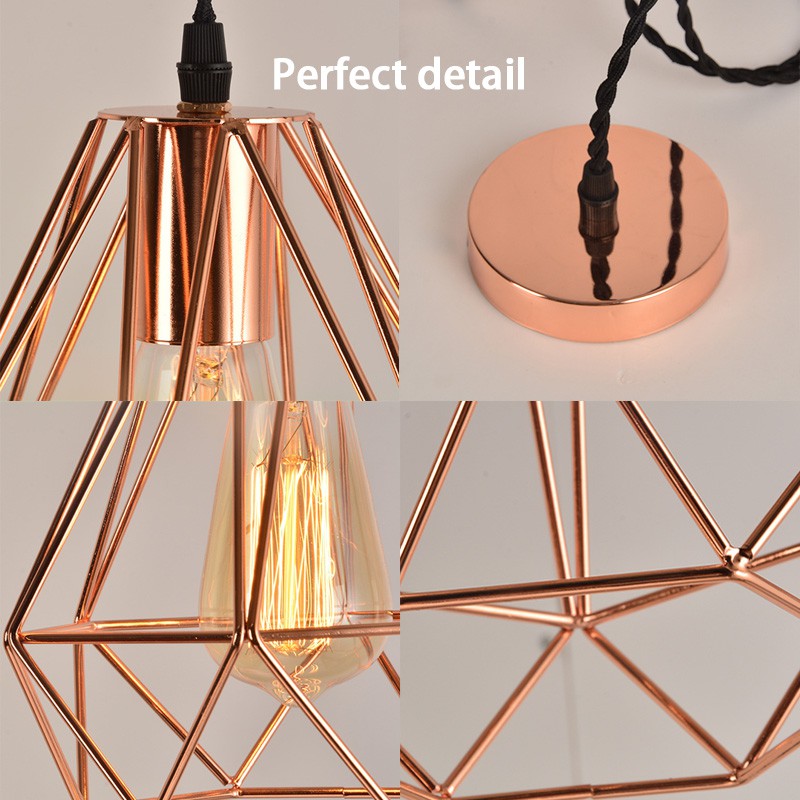 Đèn Trần Bóng Led Khung Sắt Màu Vàng Hồng Treo Trần Nhà Phong Cách Bắc Âu Cho Nhà Bếp/Phòng Khách/Nhà Hàng