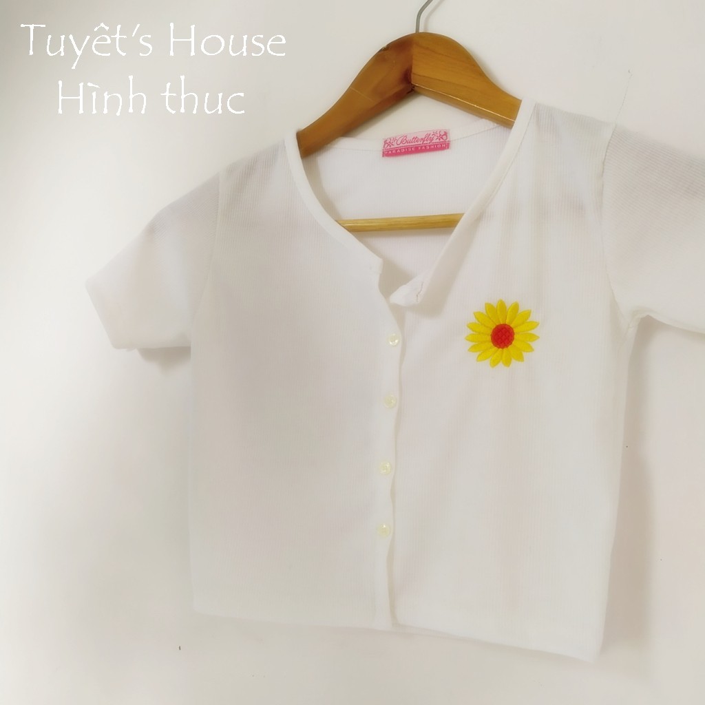 Áo Croptop Nhiều Nút Thêu Hoa Cúc Siêu Xinh L6-2