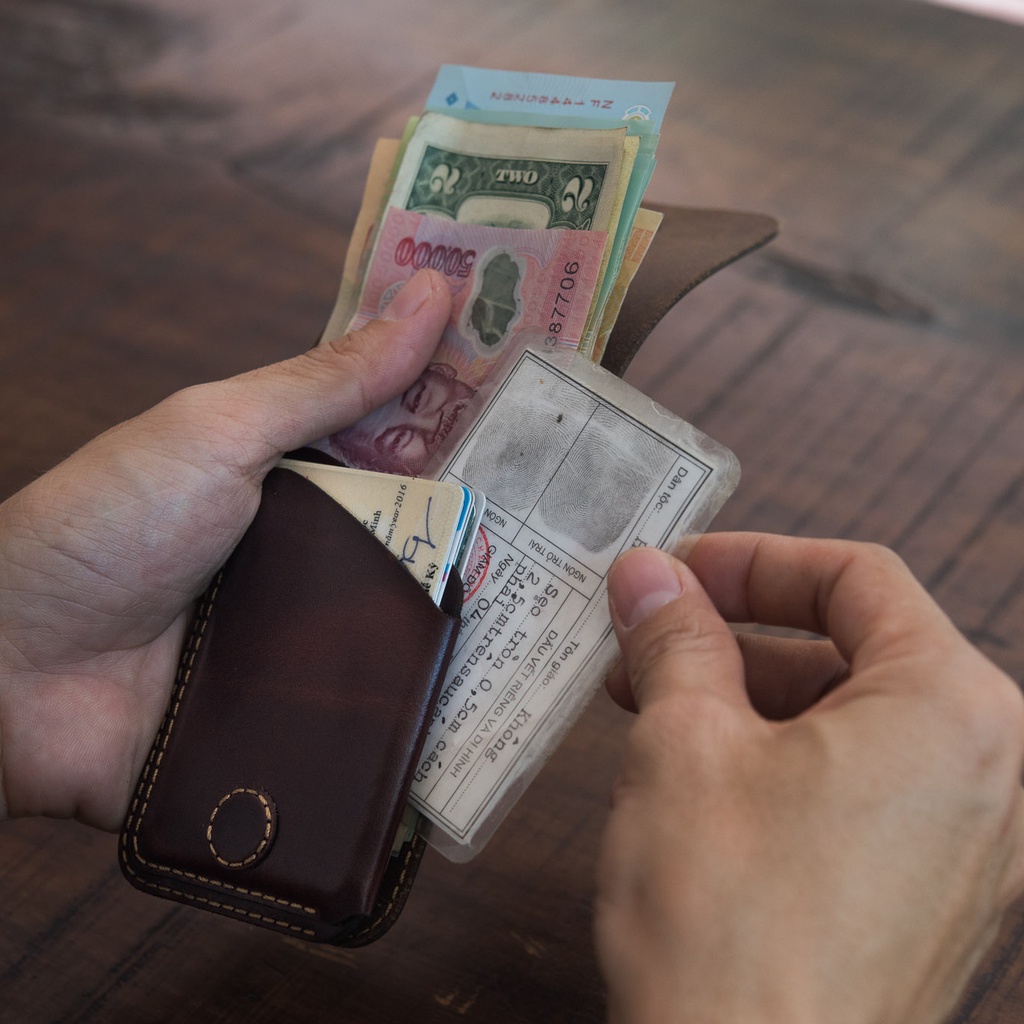 Ví nam mini AD14, ví sen da bò cao cấp, bóp nam thiết kế nhỏ gọn đơn giản, bảo hành da 06 tháng - Adonis Leather